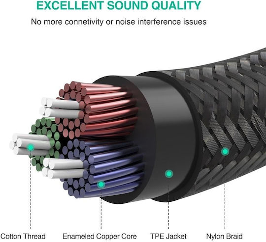 Ugreen Audio Cable 3.5mm Male - 3.5mm Male Black 1m with Gold Plated Terminals 50361
