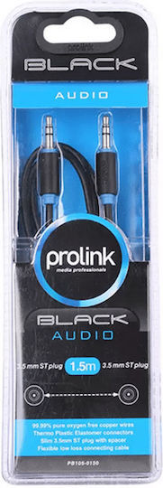 Prolink Καλώδιο Ήχου 3.5mm male - 3.5mm male Μαύρο 0.5m PB105-0050