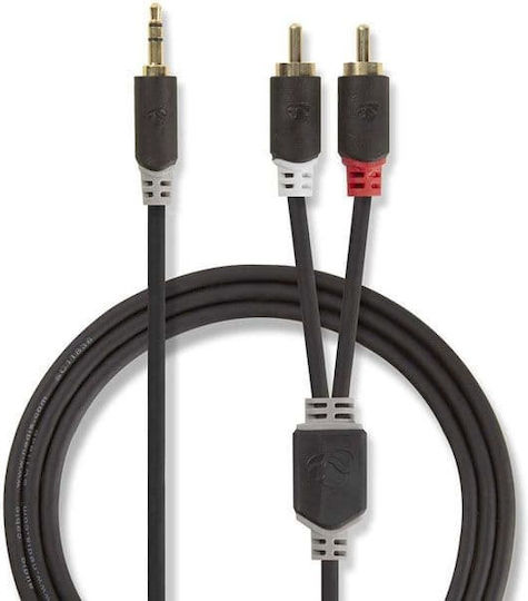 Nedis Καλώδιο Ήχου 3.5mm male - RCA male Μαύρο 5m με Επίχρυσους Ακροδέκτες CABW22200AT50