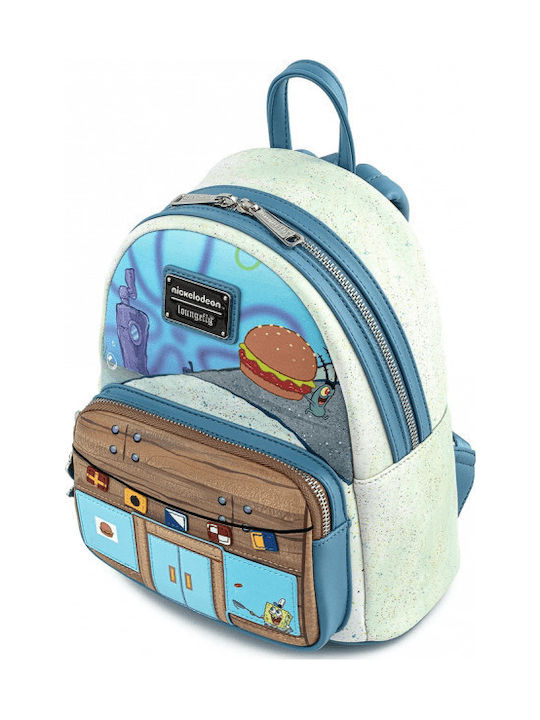 Loungefly Spongebob Krusty Krab Mini Kinder Rucksack Rucksack Weiß 22.5cmx11.25cmx27cmcm Mini-Rucksack vom Krusty Krab