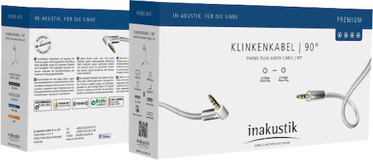 Inakustik Inakustik 3.5mm Jack Cable - 3.5mm Male to 3.5mm Male White Length 3.0m with Gold Plated Terminals