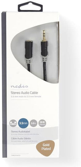 Nedis 3.5mm Jack Cable Male to Female Black 3m with Gold Plated Terminals