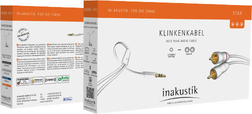 Inakustik Inakustik 3.5mm Male to RCA Male Audio Cable White 5.0m with Gold Plated Terminals
