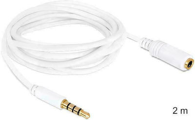 DeLock TRRS 3.5mm male - 3.5mm female Cable White 2m (84482)