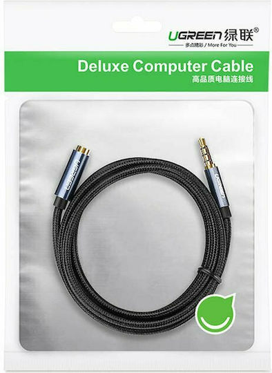 Ugreen 3.5mm Jack Cable 3.5mm Male - 3.5mm Female Black 1.5m With Gold Plated Terminals 10593