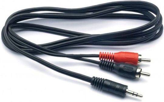 DeTech 3.5mm Male to RCA Male Audio Cable Black 3m with Gold Plated Terminals