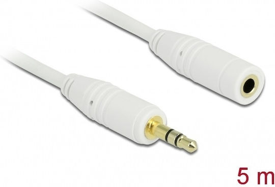 DeLock Καλώδιο Ήχου 3.5mm male - 3.5mm female Λευκό 5m με Επίχρυσους Ακροδέκτες 83771