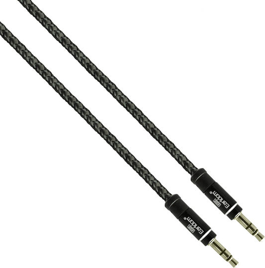 Earldom Καλώδιο Ήχου 3.5mm male - 3.5mm male Μαύρο 1m με Επίχρυσους Ακροδέκτες ET-AUX04