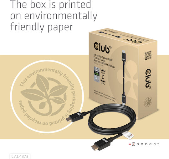 Club3D HDMI 2.1 Ultra High Speed 48Gbps 4K 120Hz HDR VRR Cable HDMI male - HDMI male 3m Μαύρο