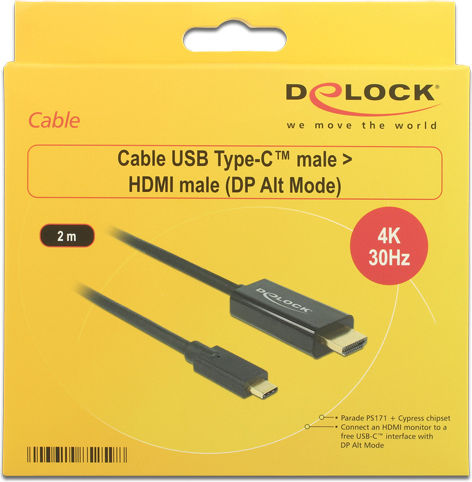 DeLock Cable HDMI male - USB-C male 2m Μαύρο