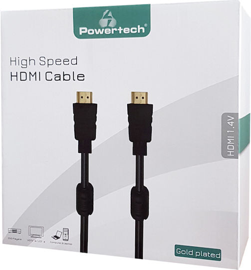 Powertech HDMI 1.4 High Speed 1080p 120Hz Cable HDMI male - HDMI male 10m Μαύρο