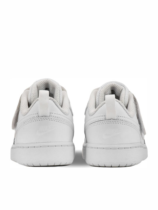 Court Borough Low 2 Kids Sports Shoes With Hoop & Loop Closure White
