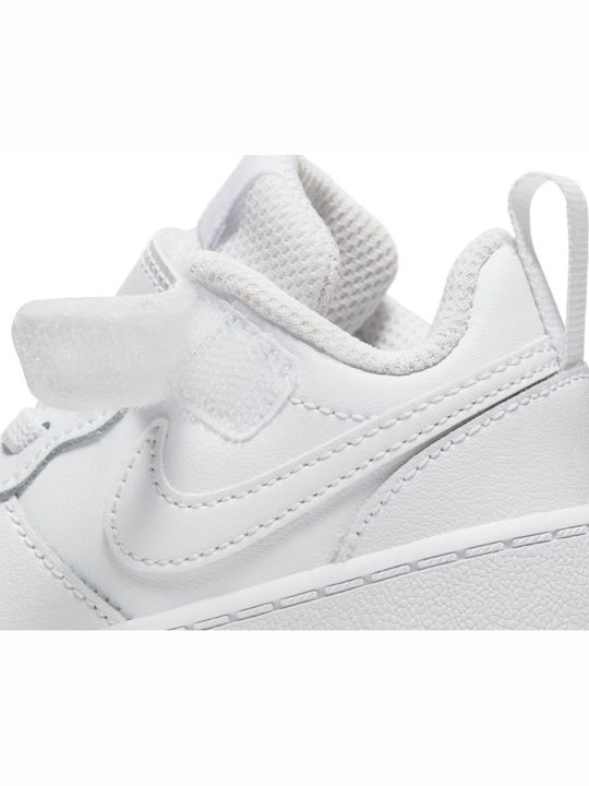 Court Borough Low 2 Kids Sports Shoes With Hoop & Loop Closure White