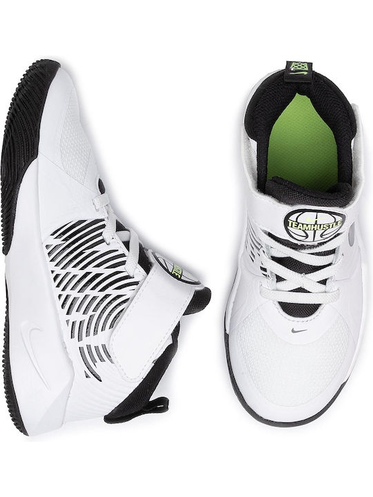 Hustle Team Hustle Kinder Sportschuhe Basketball mit Bügel- und Schleifenverschluss White / Black / Volt