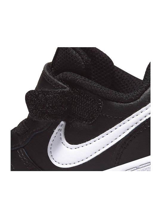 Court Borough Kids Sports Shoes with Hoop & Loop Closure Black White