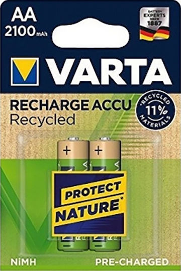 Varta Recharge Accu Recycled Rechargeable Battery AA Ni-MH 2100mAh 1.2V 2pcs