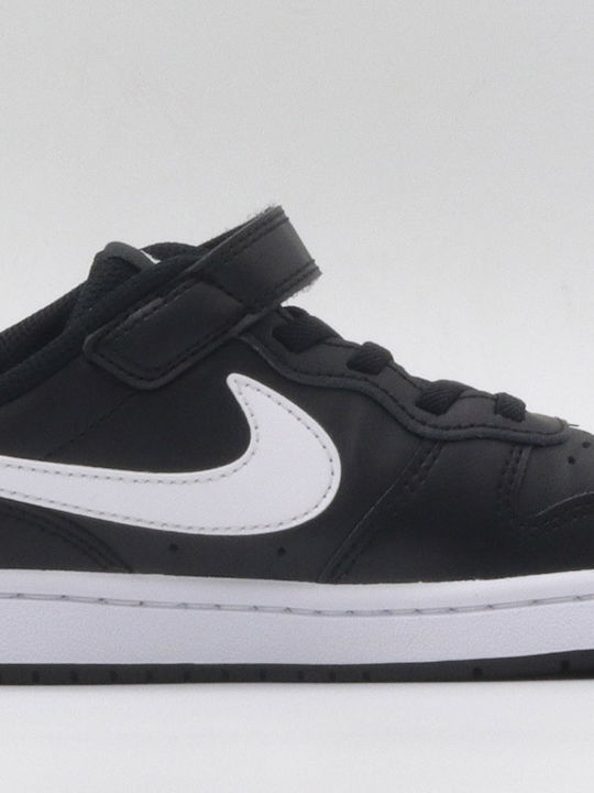 Court Court Borough 2 Kids Sports Shoes Basketball with Hoop & Loop Closure Black / White