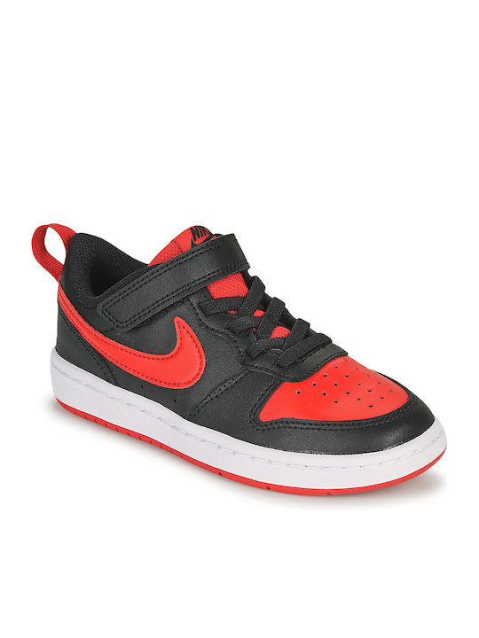 Court Court Borough Low 2 Kids Sports Shoes Basketball with Hoop & Loop Closure Black / University / Red / White