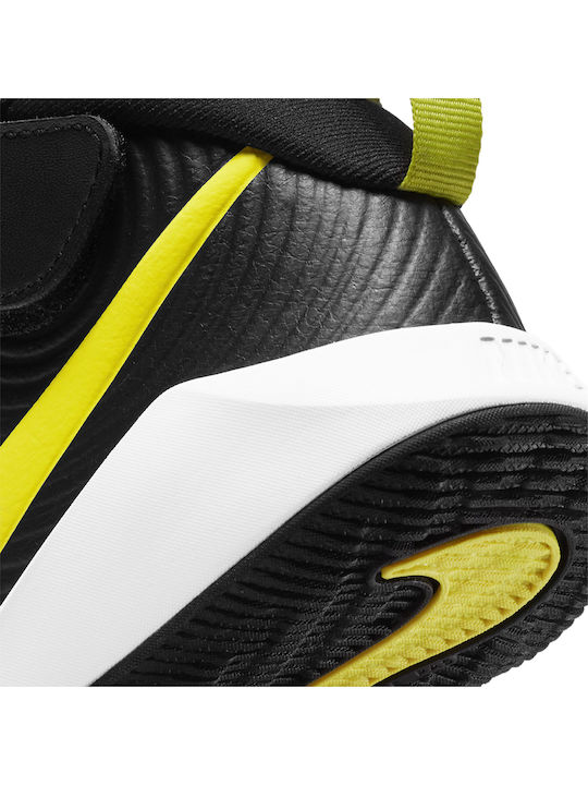 Hustle Team Hustle D9 Kids Sports Shoes Basketball with Hoop & Loop Closure Black / High Voltage / Light Smoke Grey