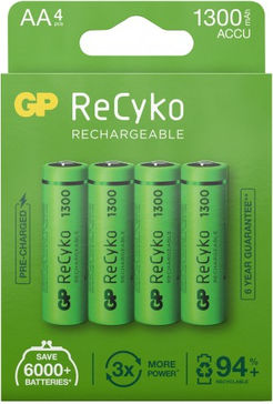 GP Batteries ReCyko+ Rechargeable Battery AA Ni-MH 1300mAh 1.2V 4pcs