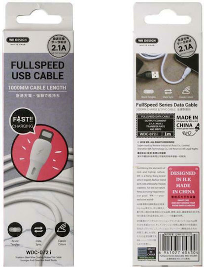 WK WDC-072 USB-A to Lightning Cable Μαύρο 1m