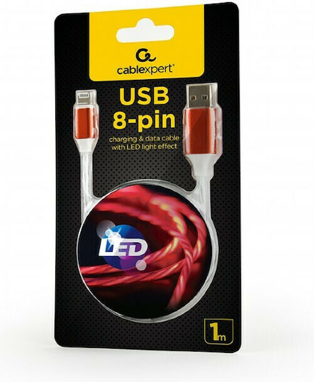 Cablexpert LED USB-A zu Lightning Kabel 10W Rot 1m (CC-USB-8PLED-R-1M)