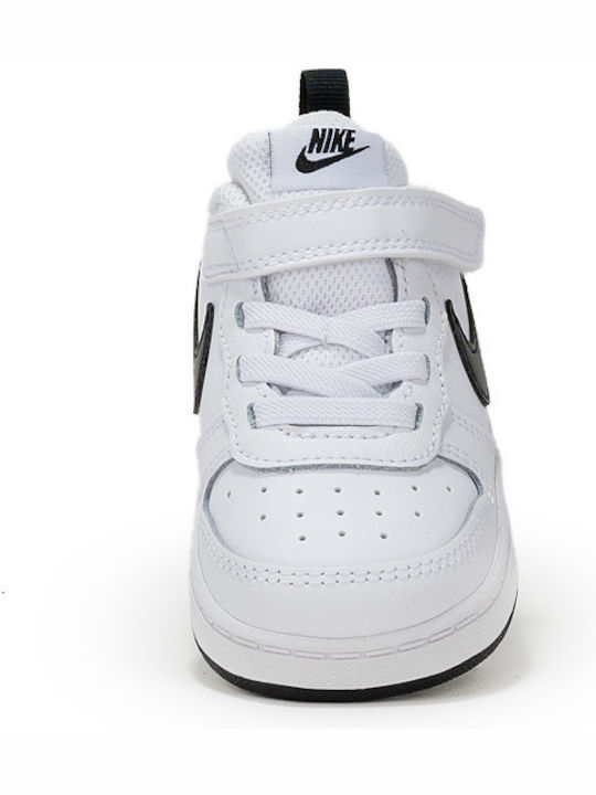 Court Borough Low 2 Kids Sports Shoes with Hoop & Loop Closure White Black