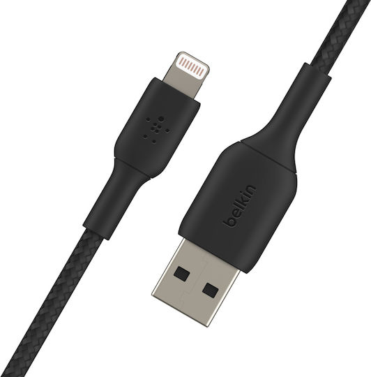 Belkin Coated Mfi Cert USB-A to Lightning Cable 12W Black 1m (CAA002bt1MBK)