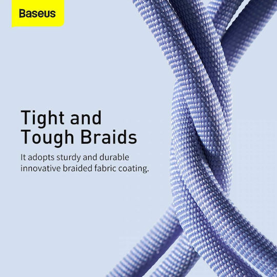 Baseus Crystal Shine Плетена USB-A към Lightning кабел Лилав 1.2м (CAJY000005)