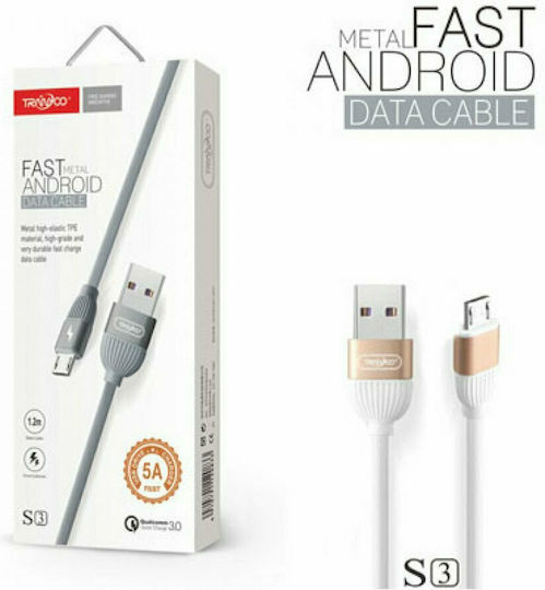 Tranyoo S3-I Braided USB to Lightning Cable Λευκό 1.2m (PS-107997)