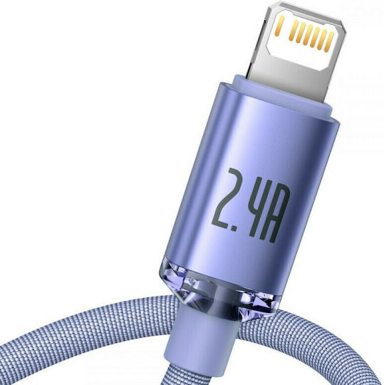 Baseus Crystal Shine Плетена USB-A към Lightning кабел Лилав 2м (CAJY000105)