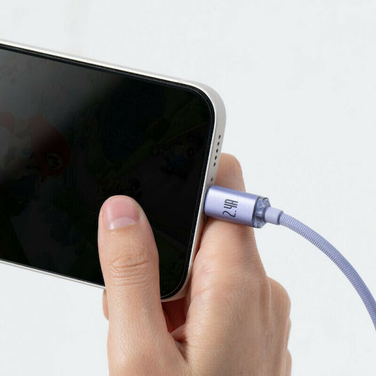 Baseus Crystal Shine Плетена USB-A към Lightning кабел Лилав 2м (CAJY000105)
