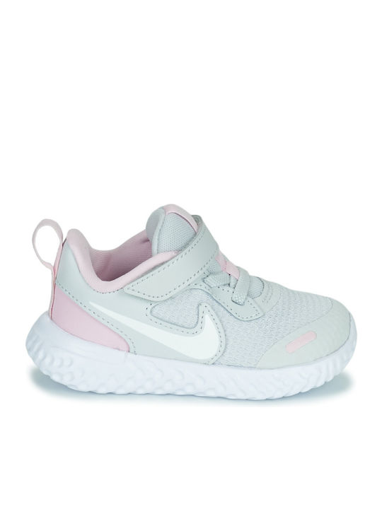 Revolution Revolution 5 Kids Sports Shoes Running with Hoop & Loop Closure Photon Dust / White / Pink Foam