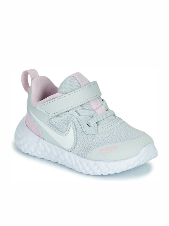 Revolution Revolution 5 Kids Sports Shoes Running with Hoop & Loop Closure Photon Dust / White / Pink Foam