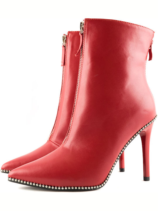 529 Women's Patent Leather Ankle Boots with High Heel Red