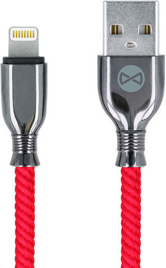 Forever Плетена USB-A към Lightning кабел Червен 1м (GSM097156)