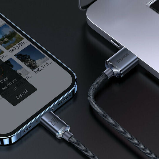 Baseus Crystal Shine Плетена USB-A към Lightning кабел Черен 1.2м (CAJY000001)