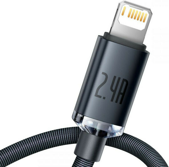 Baseus Crystal Shine Плетена USB-A към Lightning кабел Черен 2м (CAJY000101)