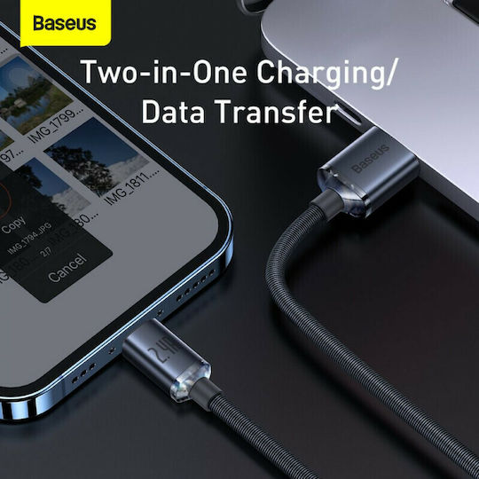 Baseus Crystal Shine Плетена USB-A към Lightning кабел Черен 2м (CAJY000101)