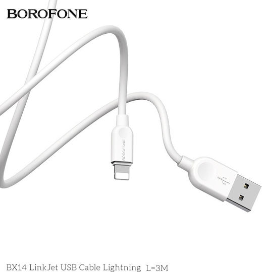 Borofone LinkJet BX14 USB to Lightning Cable Λευκό 3m
