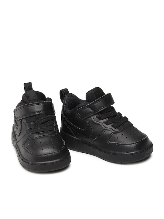 Court Borough Low 2 TDV Kids Sports Shoes with Hoop & Loop Closure Black