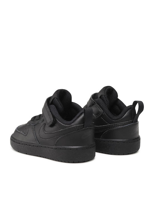 Court Borough Low 2 TDV Kids Sports Shoes with Hoop & Loop Closure Black