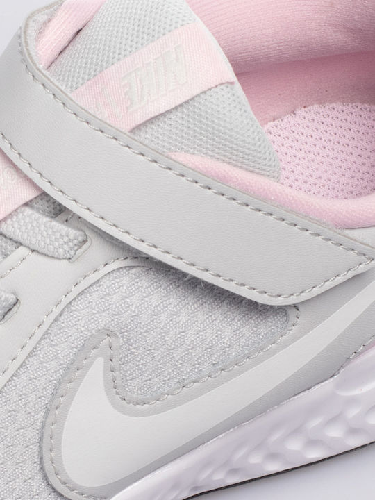Revolution Revolution 5 Kids Sports Shoes Running with Hoop & Loop Closure Photon Dust / White / Pink Foam
