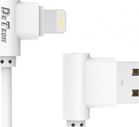 De-21i Unghi (90°) / Regular USB-A la Cablu Lightning Alb 1m (14130)