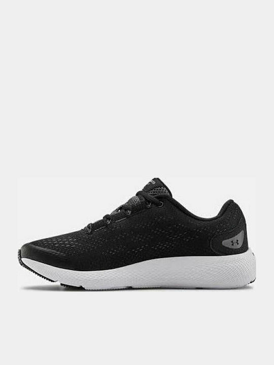 Grade School UA Charged Pursuit 2 Kids Sports Shoes Running with Laces Black
