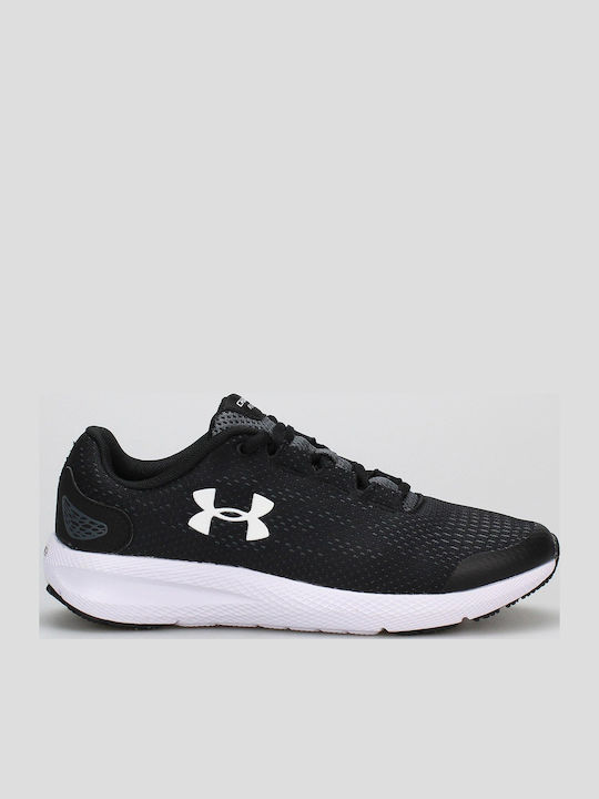 Grade School UA Charged Pursuit 2 Kids Sports Shoes Running with Laces Black