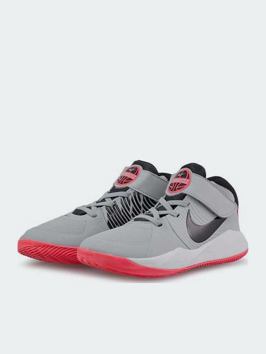 Hustle Team Hustle D 9 PS Kids Sports Shoes Basketball with Hoop & Loop Closure Gray