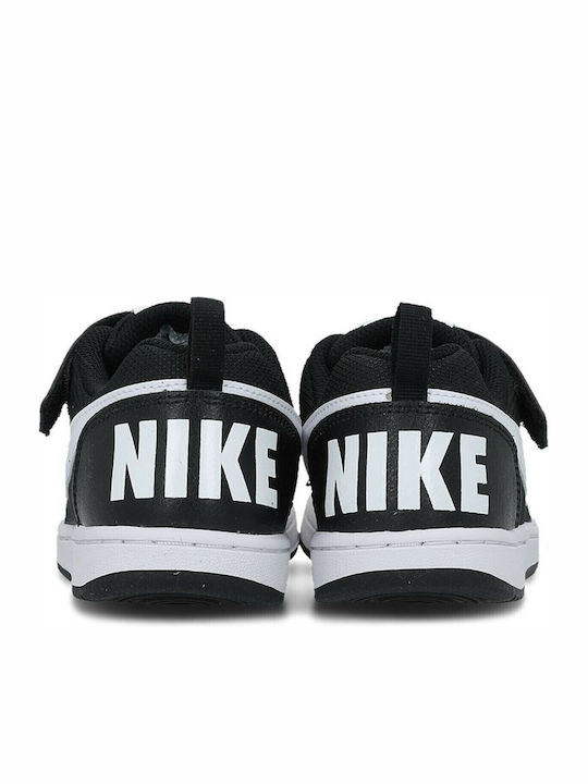 Court Court Borough Low PE Kids Sports Shoes Basketball with Hoop & Loop Closure Black / White