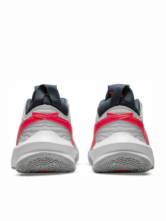 Hustle Team Hustle 10 Kids Sports Shoes Basketball with Laces Light Smoke Grey / Bright Crimson