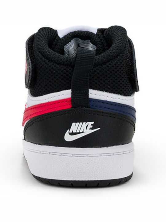 Court Borough MID 2 Kids Sneakers High with Hoop & Loop Closure White